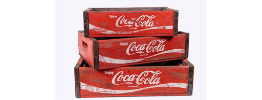 Set of 3 Coca Cola Boxes in Red-Cheshire Furniture Outlet