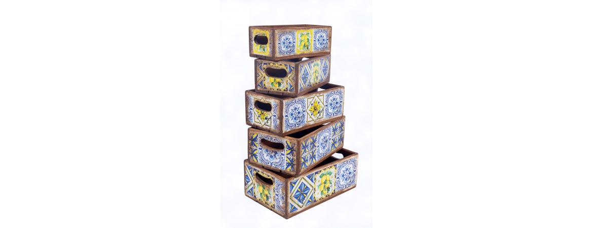 Set of 5 Shellfish Nesting Boxes - Amalfi Tile-Cheshire Furniture Outlet