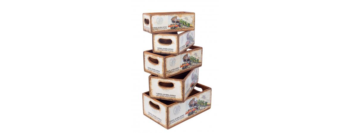 Set of 5 Shellfish Nesting Boxes - Cornish Riviera Express-Cheshire Furniture Outlet