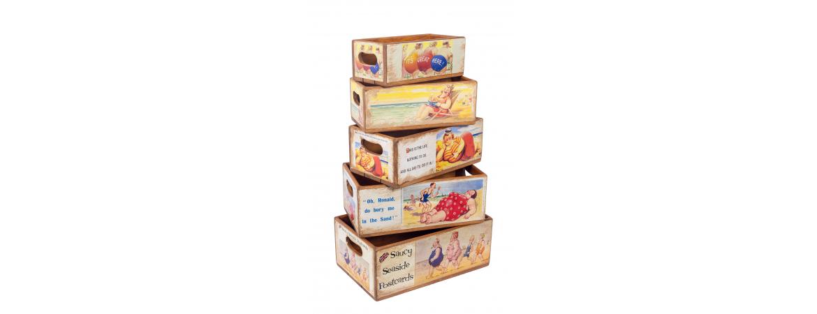 Set of 5 Shellfish Nesting Boxes - Post Card Beach-Cheshire Furniture Outlet