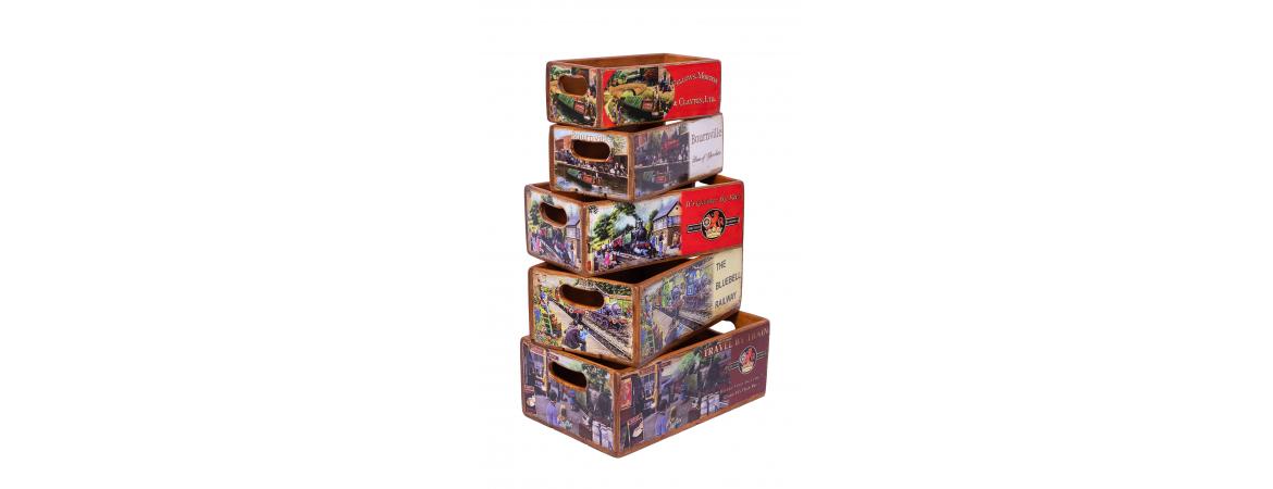 Set of 5 Shellfish Nesting Boxes -Train Locations-Cheshire Furniture Outlet