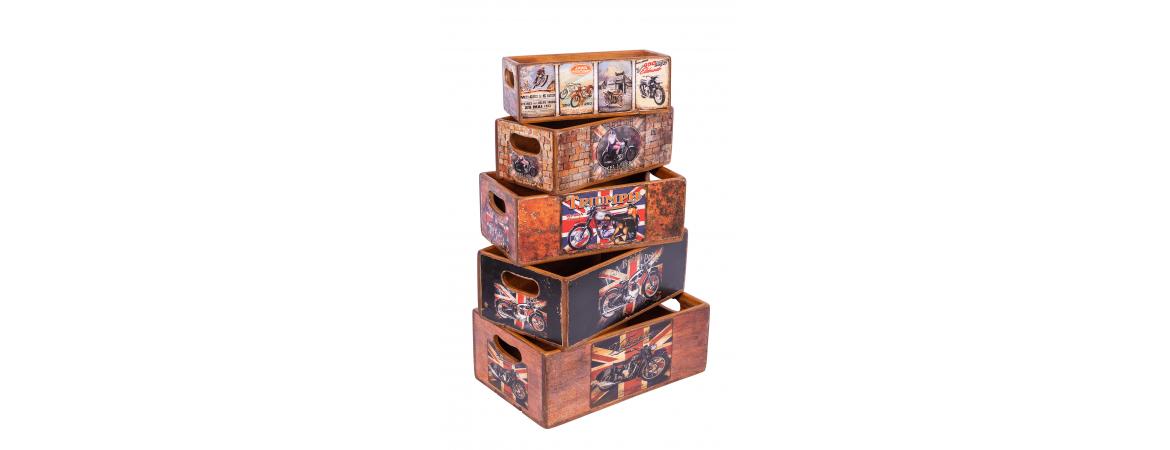 Set of 5 Shellfish Nesting Boxes - Classic Motorbikes-Cheshire Furniture Outlet