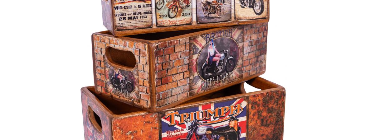 Set of 5 Shellfish Nesting Boxes - Classic Motorbikes-Cheshire Furniture Outlet