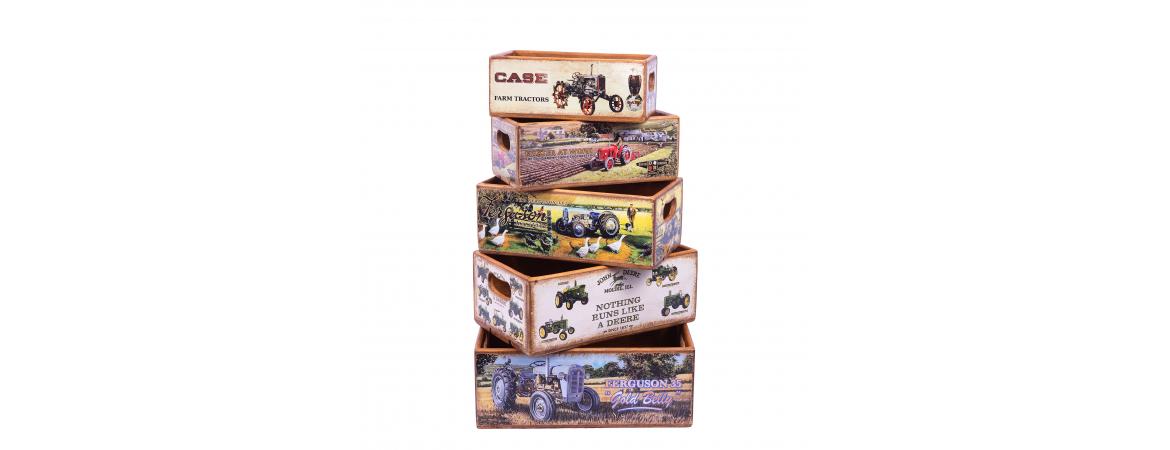 Set of 5 Shellfish Nesting Boxes -Vintage Tractors-Cheshire Furniture Outlet