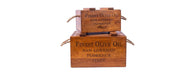 Set of 2 Rustic Vintage Wooden Lidded Chest Boxes - Olive Oil-Cheshire Furniture Outlet