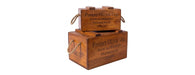 Set of 2 Rustic Vintage Wooden Lidded Chest Boxes - Olive Oil-Cheshire Furniture Outlet