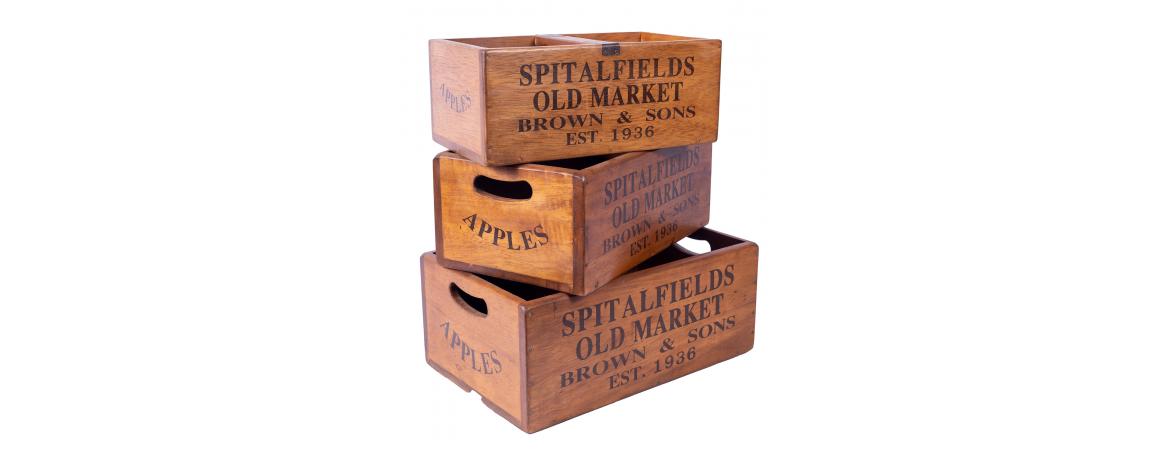 Set of 3 Large Vintage Boxes - Spitalfields-Cheshire Furniture Outlet