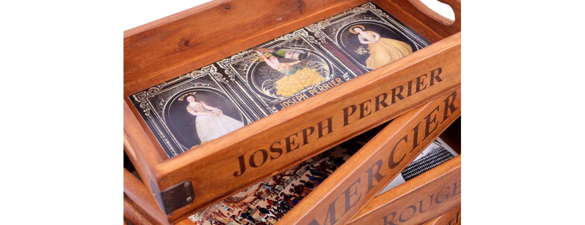 Set of 5 Vintage Wooden Serving Trays - Champagne-Cheshire Furniture Outlet