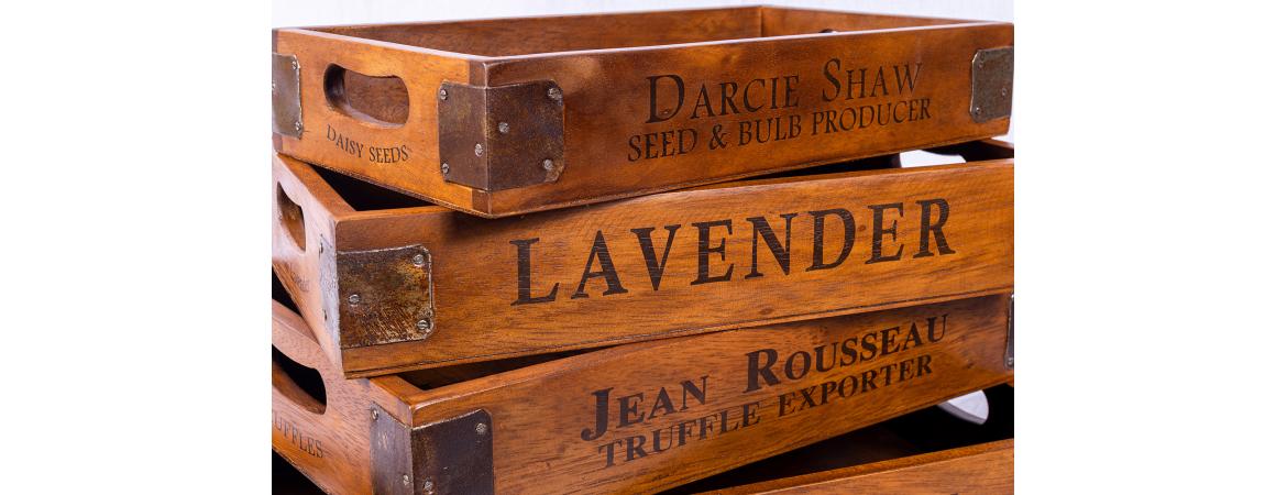 Set of 5 Vintage Wooden Serving Trays - Lavender-Cheshire Furniture Outlet