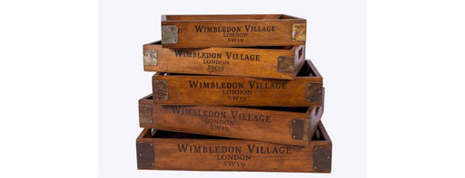 Set of 5 Vintage Wooden Serving Trays - Wimbledon Village-Cheshire Furniture Outlet