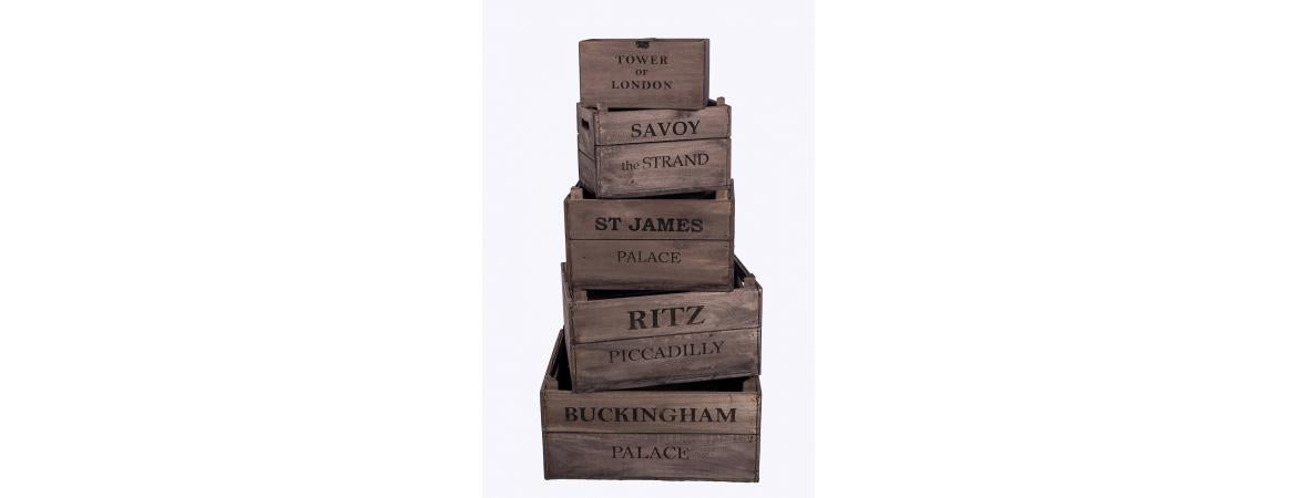 Set of 5 Apple Boxes + Kipper - London-Cheshire Furniture Outlet