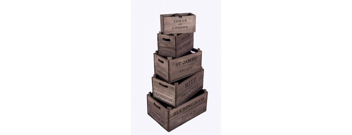 Set of 5 Apple Boxes + Kipper - London-Cheshire Furniture Outlet