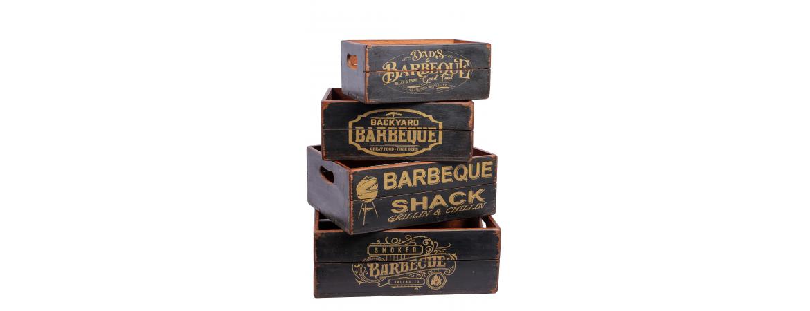 Set of 4 Vintage Black Boxes - BBQ-Cheshire Furniture Outlet