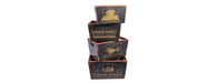 Set of 4 Vintage Black Boxes - Herbs & Flowers-Cheshire Furniture Outlet