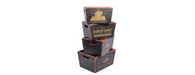 Set of 4 Vintage Black Boxes - Herbs & Flowers-Cheshire Furniture Outlet