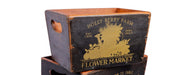Set of 4 Vintage Black Boxes - Herbs & Flowers-Cheshire Furniture Outlet