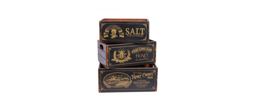 Set of 3 Vintage Black Boxes - Kitchen-Cheshire Furniture Outlet