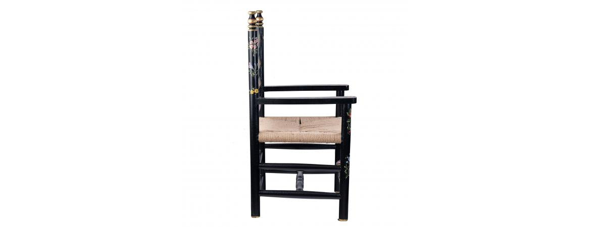 Black Lyre Bird Design Wooden Arm Chair-Cheshire Furniture Outlet