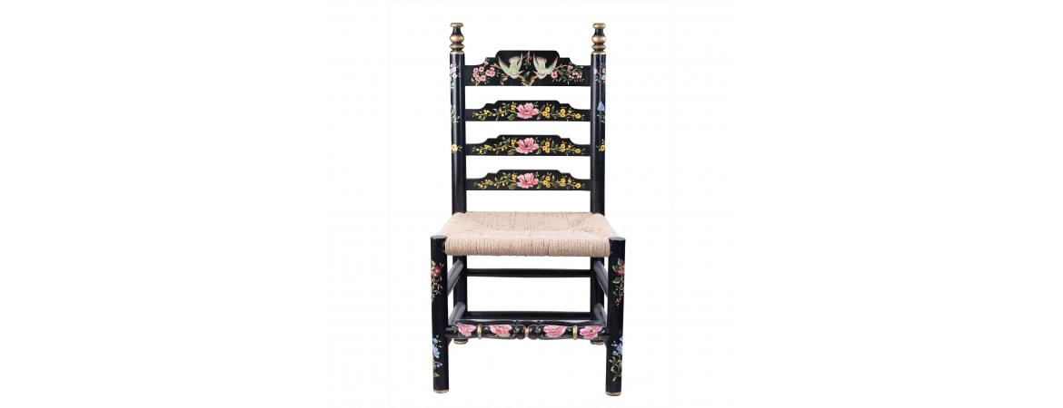 Black Lyre Bird Design Wooden Chair-Cheshire Furniture Outlet