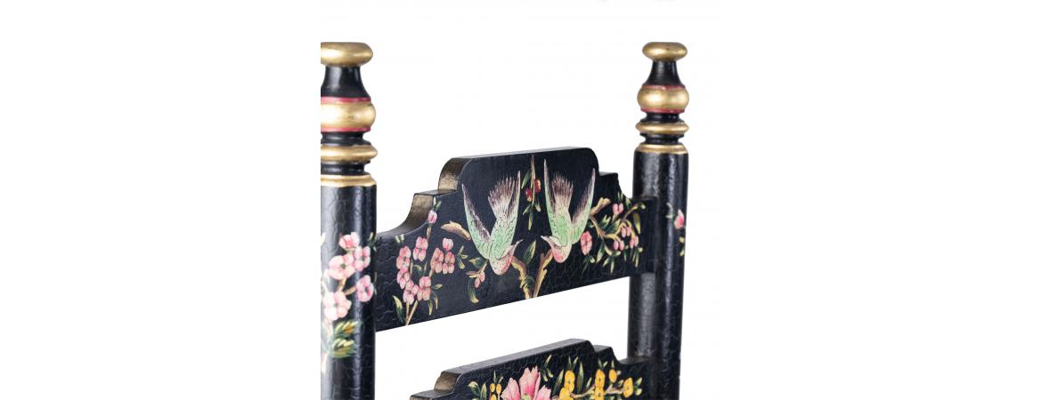 Black Lyre Bird Design Wooden Chair-Cheshire Furniture Outlet