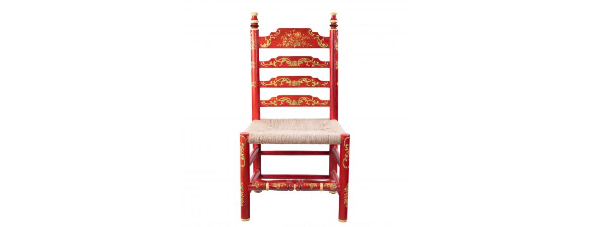 Red Floral Design Wooden Chair-Cheshire Furniture Outlet