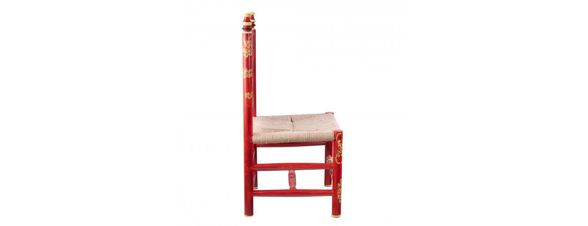 Red Floral Design Wooden Chair-Cheshire Furniture Outlet