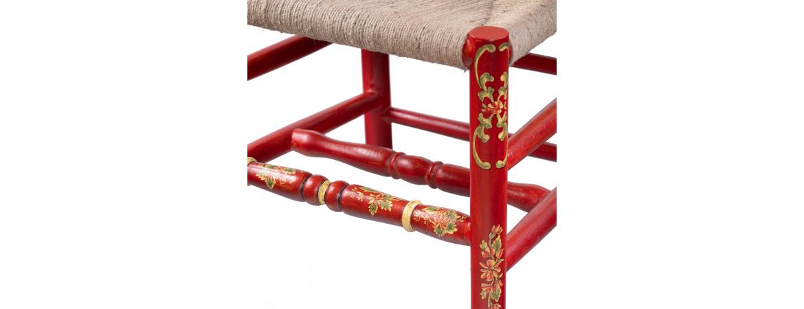 Red Floral Design Wooden Chair-Cheshire Furniture Outlet