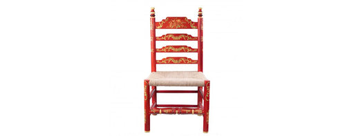 Red Floral Design Wooden Chair-Cheshire Furniture Outlet