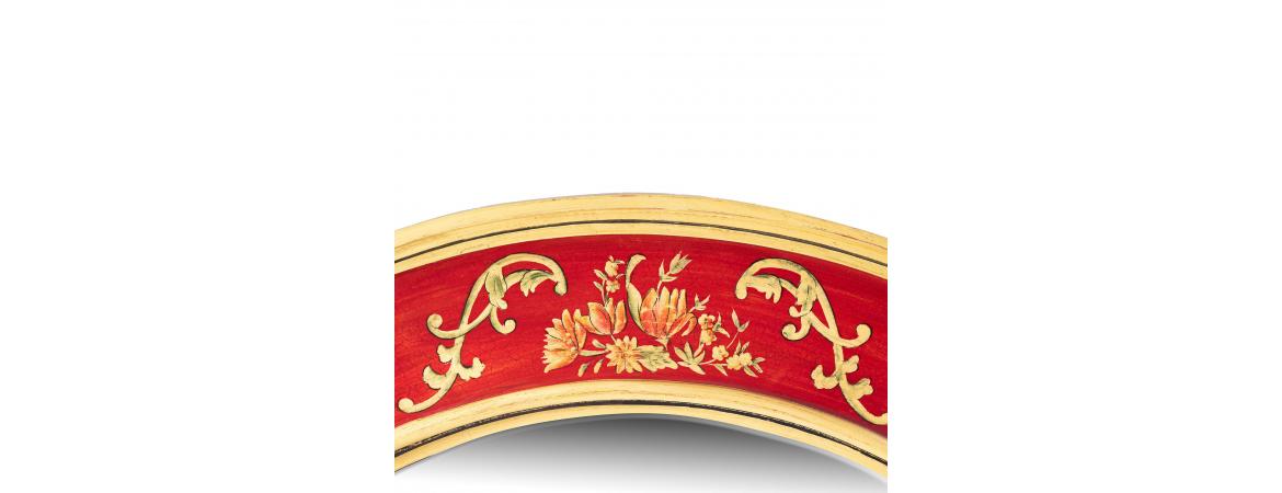 Red Floral Design Large Round Mirror-Cheshire Furniture Outlet