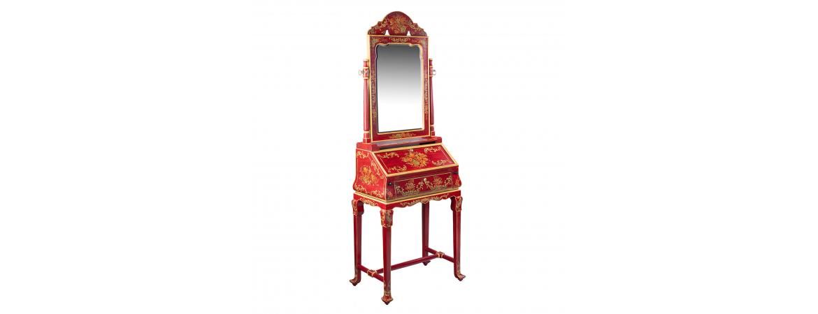 Red Floral Design Dresser with Mirror-Cheshire Furniture Outlet