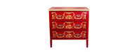 Red Floral Design 3 Drawer Chest-Cheshire Furniture Outlet