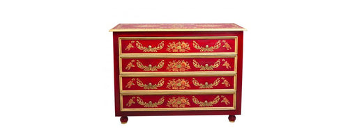 Red Floral Design 4 Drawer Chest-Cheshire Furniture Outlet