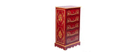 Red Floral Design 5 Drawer Cabinet-Cheshire Furniture Outlet