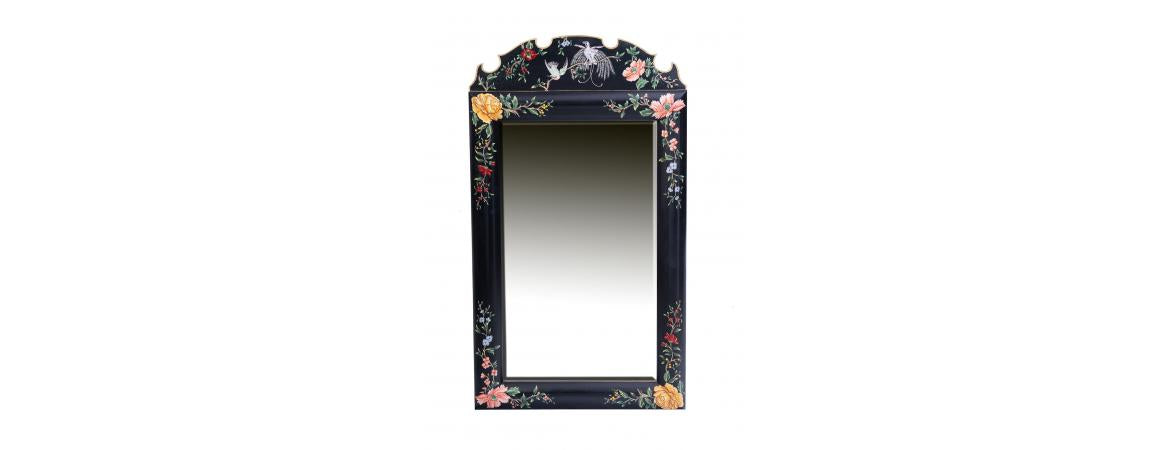 Black Lyre Bird Design Dressing Table Mirror-Cheshire Furniture Outlet