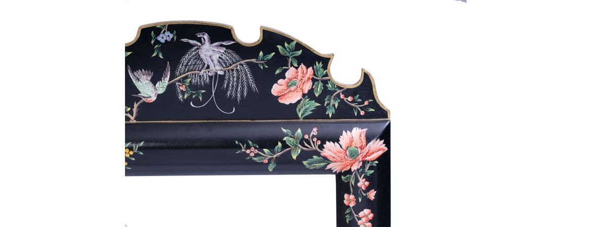 Black Lyre Bird Design Dressing Table Mirror-Cheshire Furniture Outlet