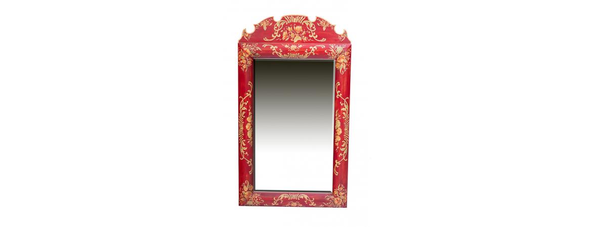 Red Floral Design Dressing Table Mirror-Cheshire Furniture Outlet