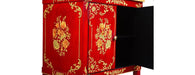 Red Floral Design Cabinet-Cheshire Furniture Outlet
