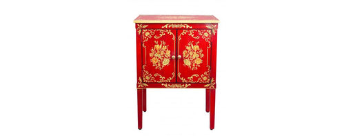 Red Floral Design Cabinet-Cheshire Furniture Outlet