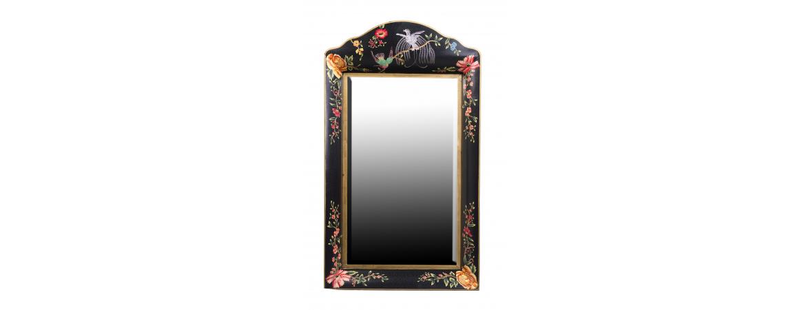 Black Lyre Bird Design Mirror-Cheshire Furniture Outlet