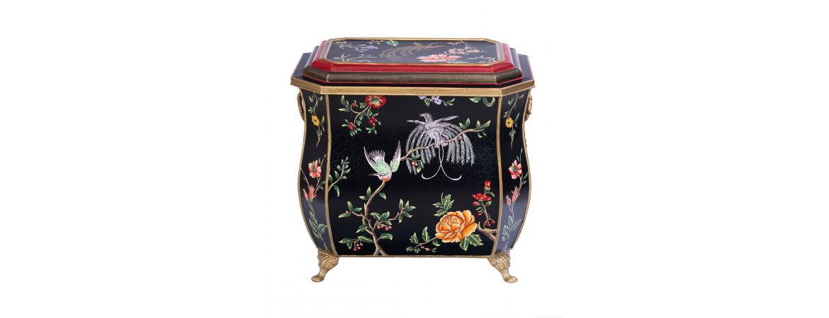 Black Lyre Bird Design Storage-Cheshire Furniture Outlet