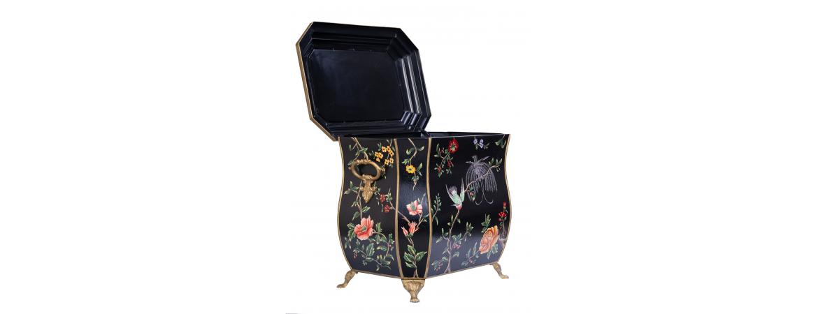 Black Lyre Bird Design Storage-Cheshire Furniture Outlet