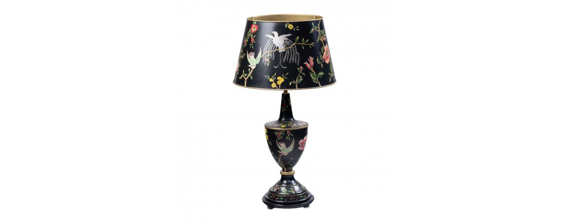 Black Lyre Bird Design Lamp with shade-Cheshire Furniture Outlet