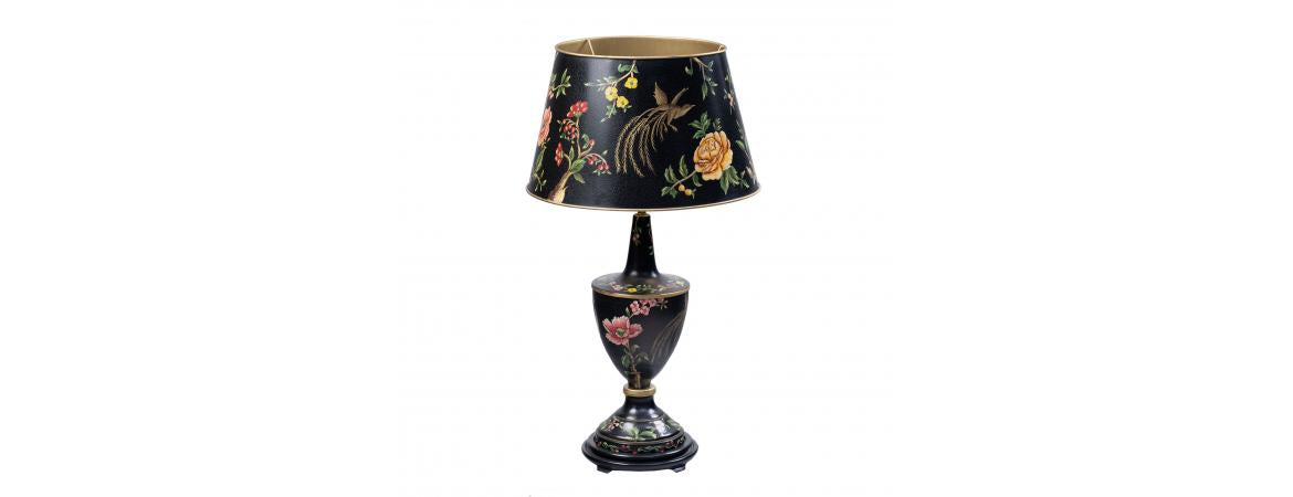 Black Lyre Bird Design Lamp with shade-Cheshire Furniture Outlet