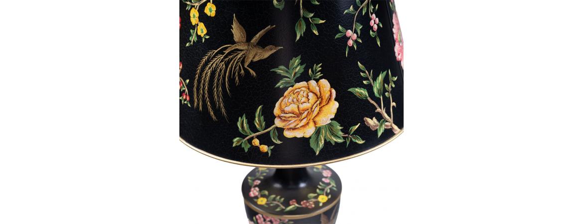 Black Lyre Bird Design Lamp with shade-Cheshire Furniture Outlet
