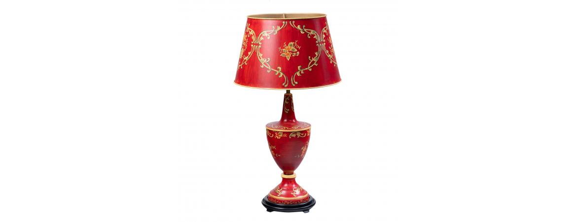Red Floral Design Lamp with shade-Cheshire Furniture Outlet