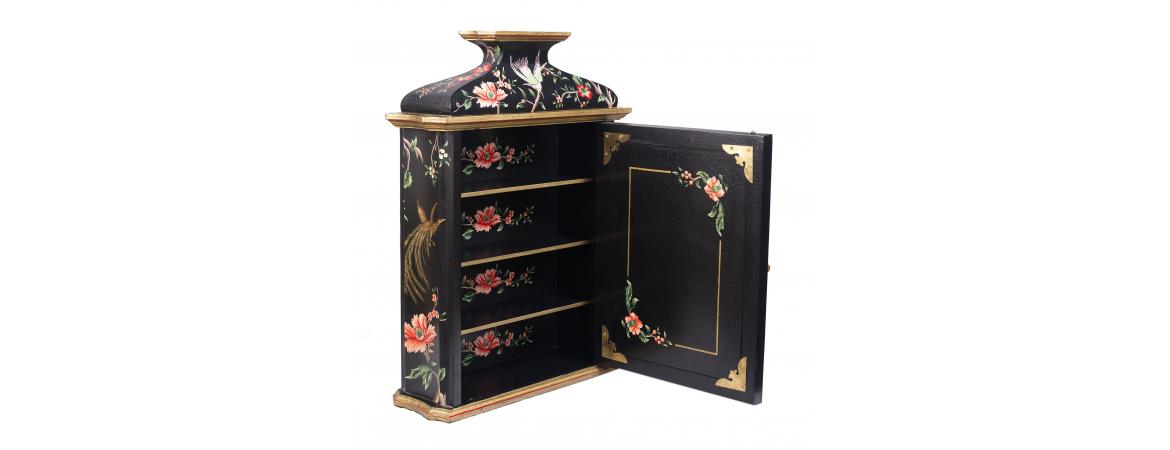 Black Lyre Bird Design Wall Unit-Cheshire Furniture Outlet