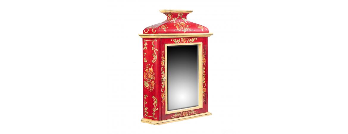 Red Floral Design Wall Unit-Cheshire Furniture Outlet