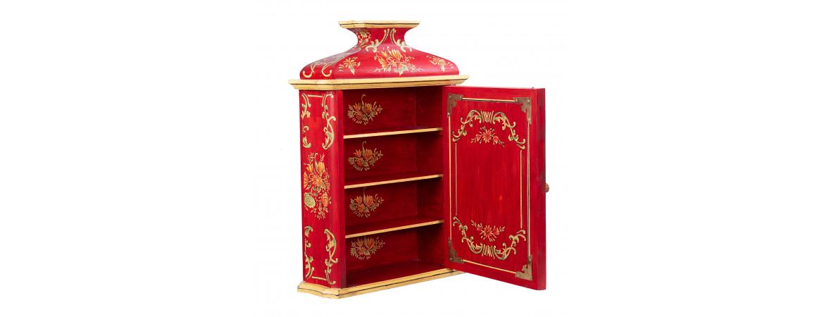 Red Floral Design Wall Unit-Cheshire Furniture Outlet