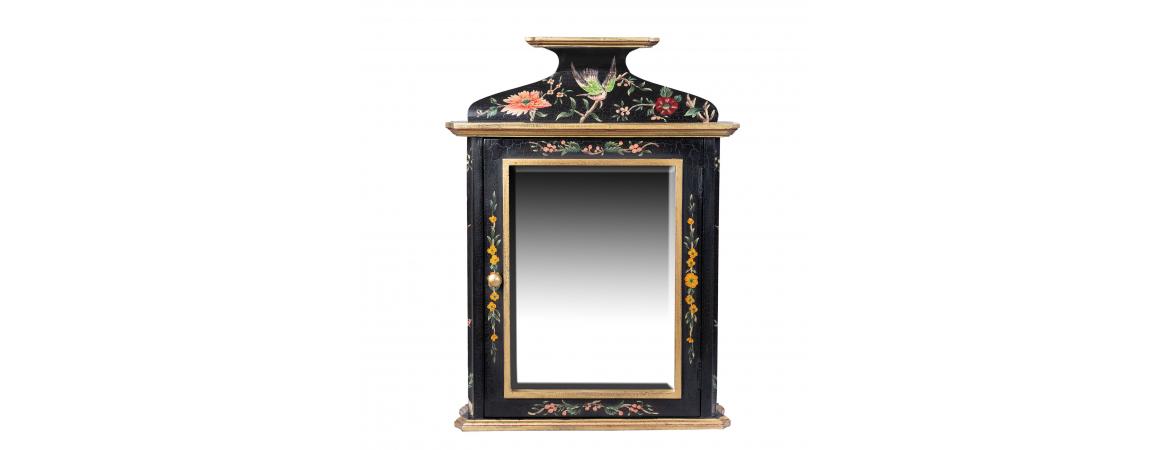 Black Lyre Bird Design Key Cabinet-Cheshire Furniture Outlet