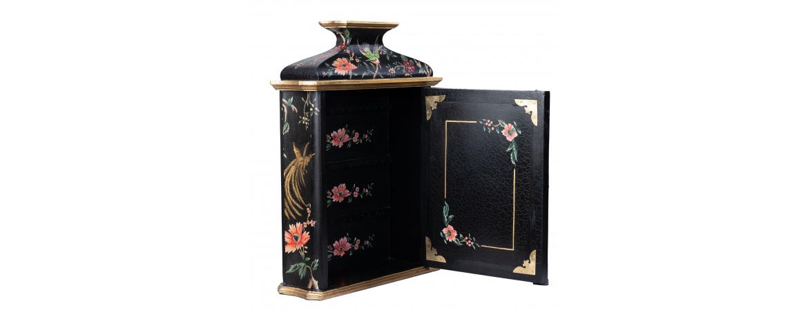 Black Lyre Bird Design Key Cabinet-Cheshire Furniture Outlet